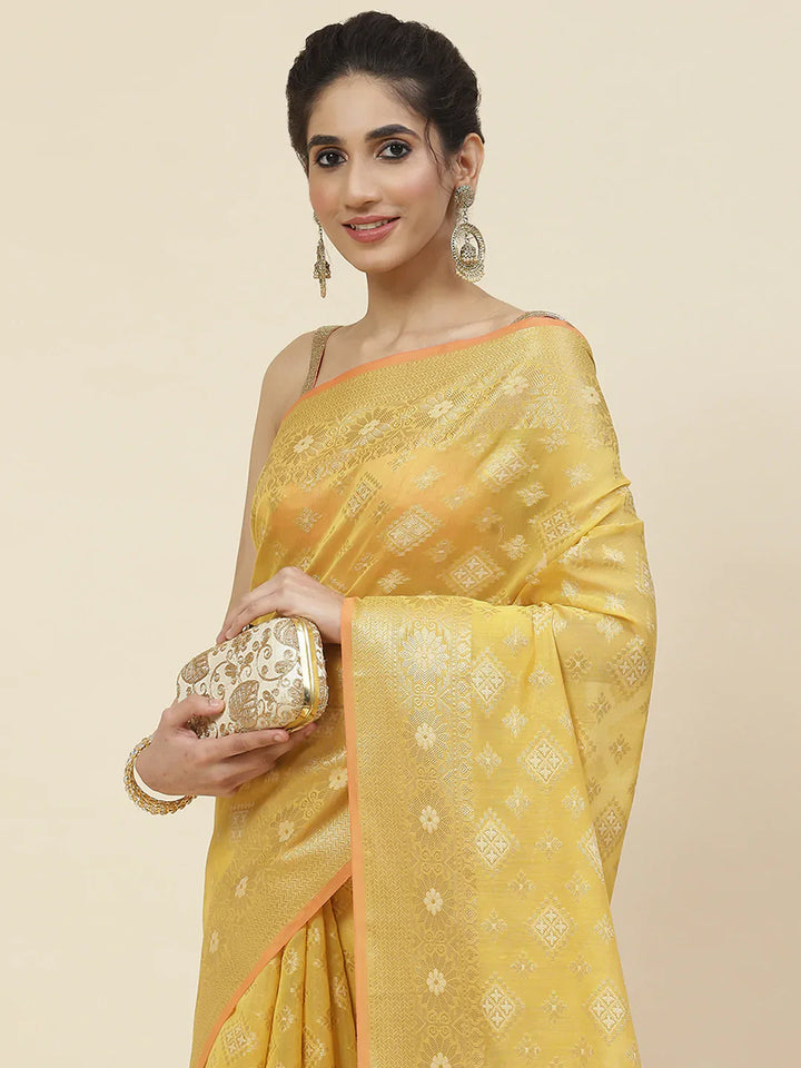 Zari Booti Cotton Woven Saree