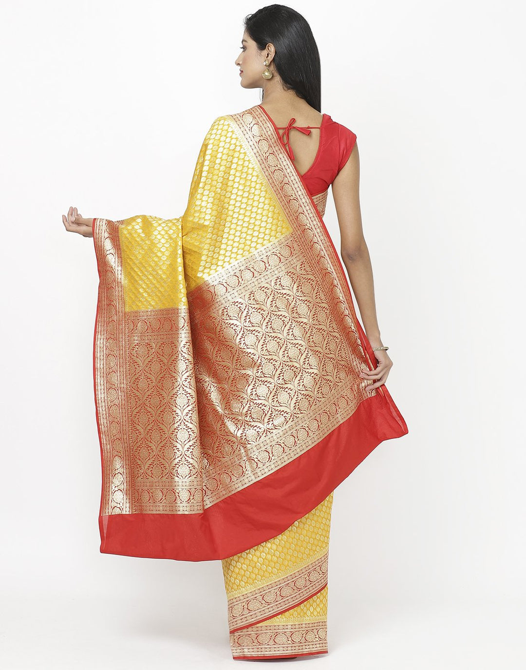 Mustard Banarasi Woven Saree