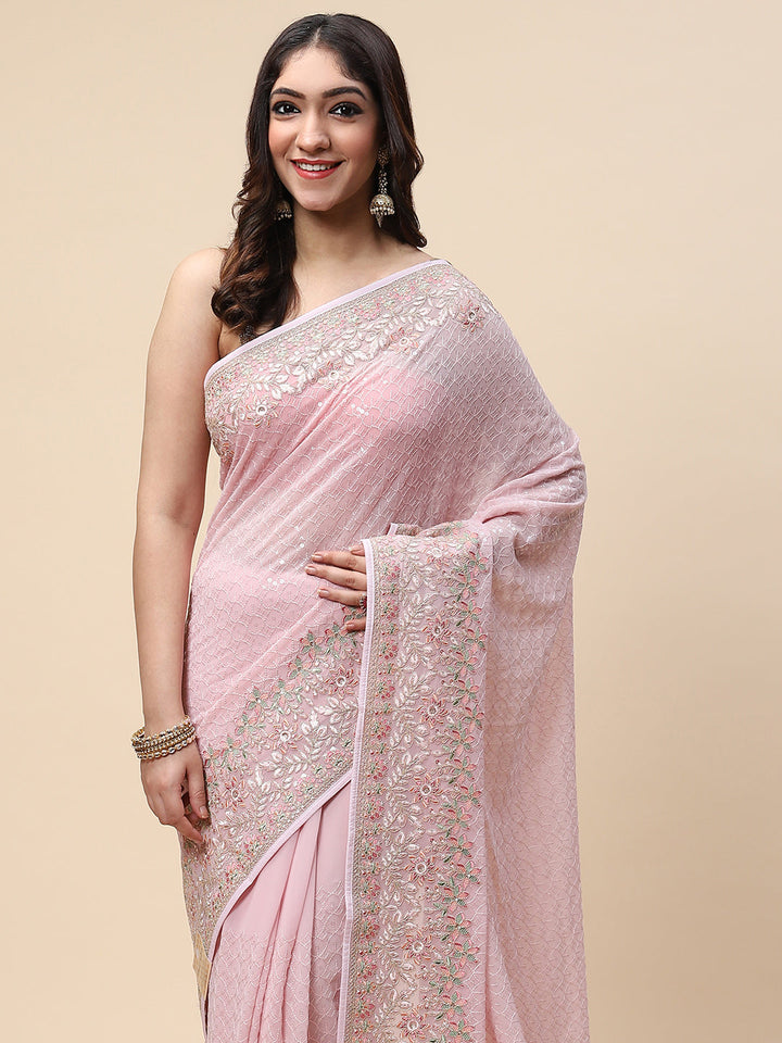 Sequin Embroidered Georgette Saree