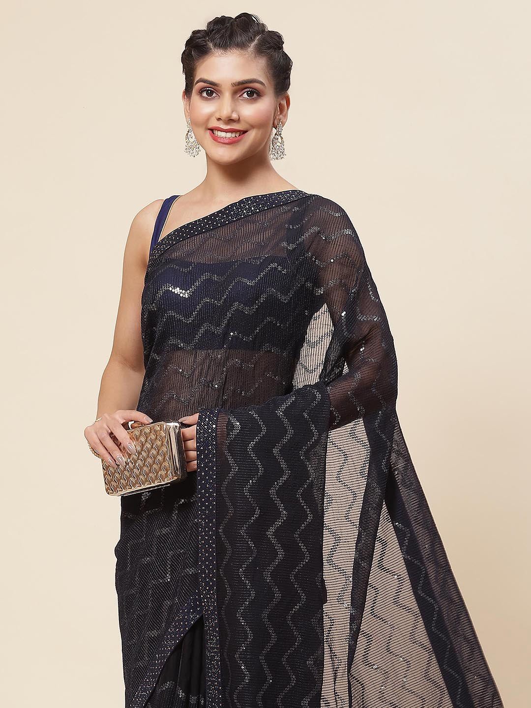 Sequin Embroidered Georgette Saree