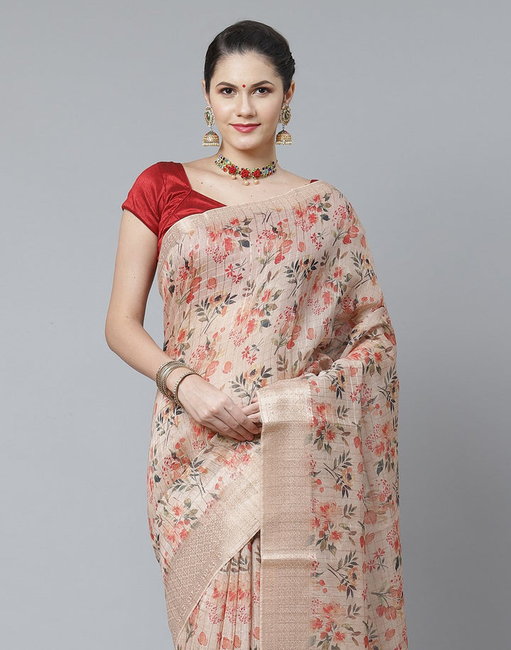 Floral Cotton Printed Saree