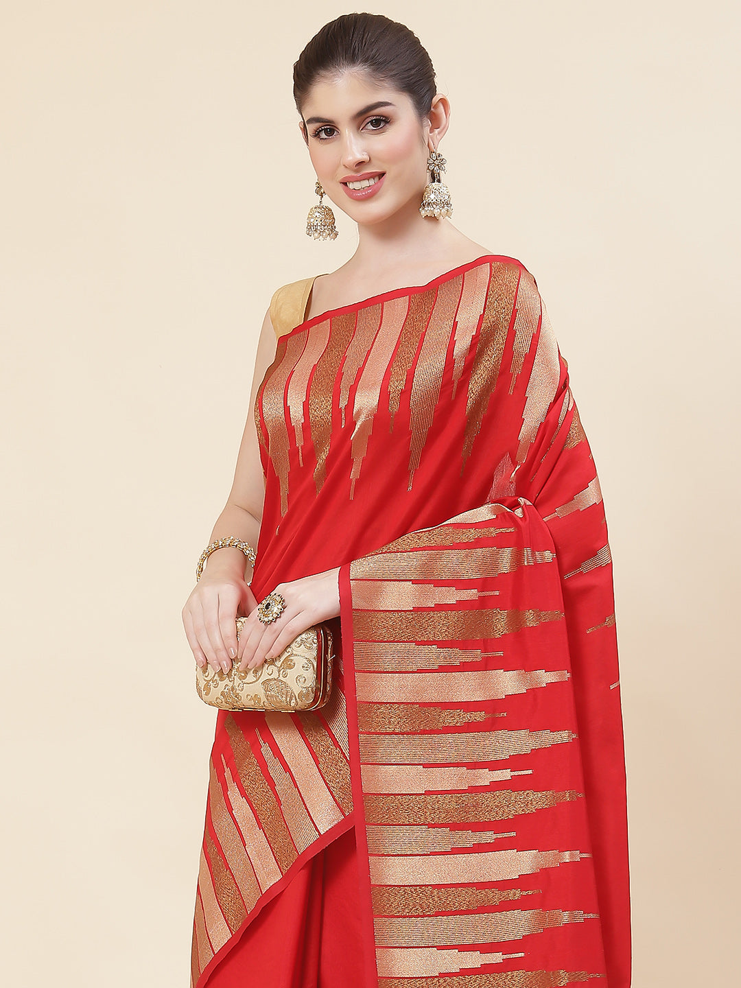 Plain Zari Border Handloom Woven Saree