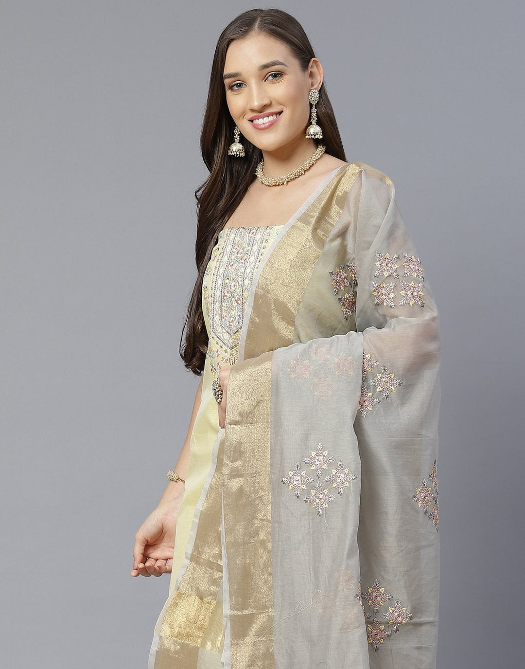 Chanderi Embroidered Suit Piece