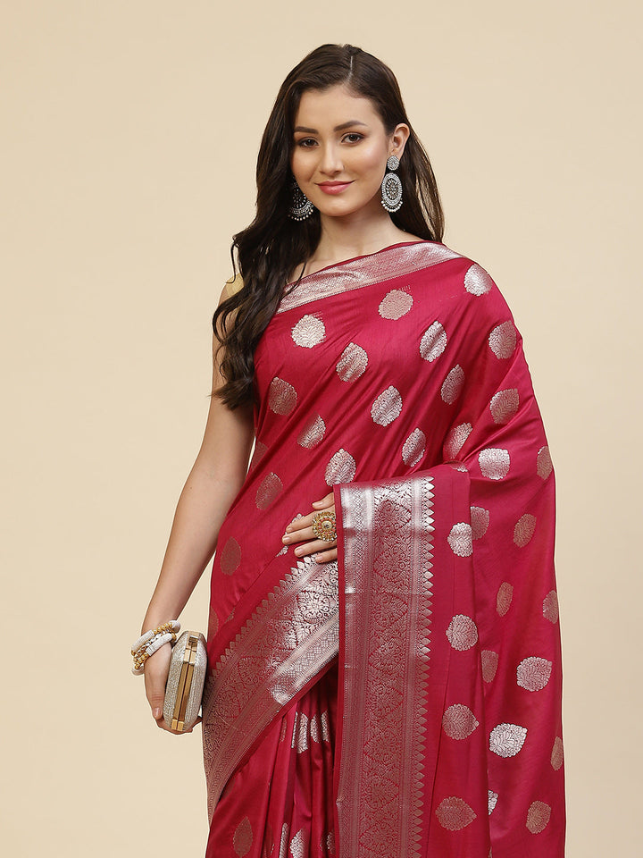 Zari Border Booti Handloom Woven Saree