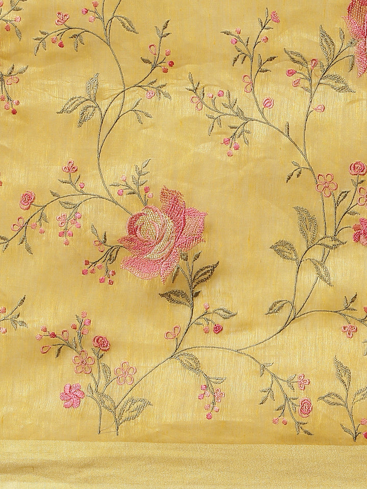 Resham Jaal Embroidered Cotton Saree