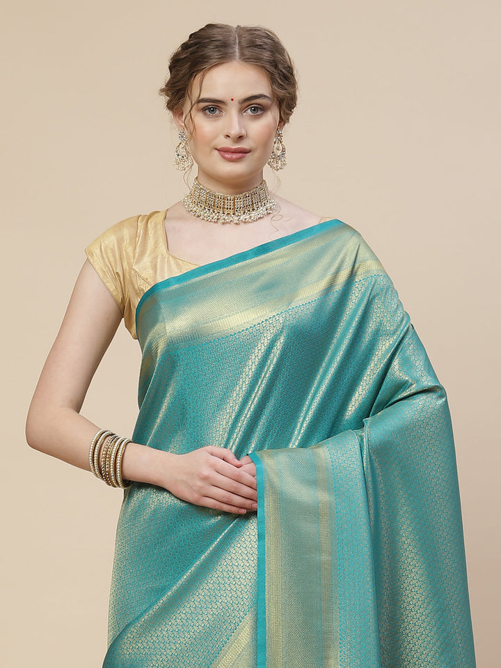 Brocade Zari Booti Art Handloom Woven Saree