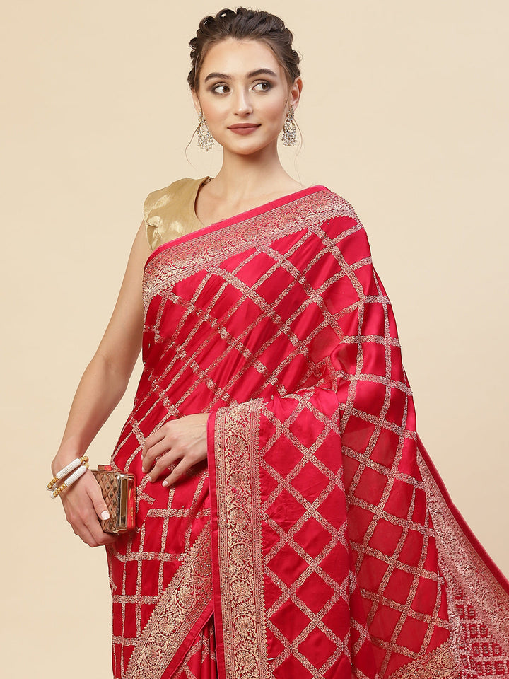 Zari Jaal Satin Woven Saree