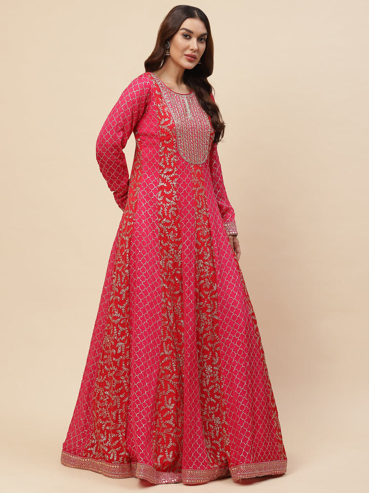 Zari Jaal Embroidered Crepe Kurta With Churidar &amp; Dupatta