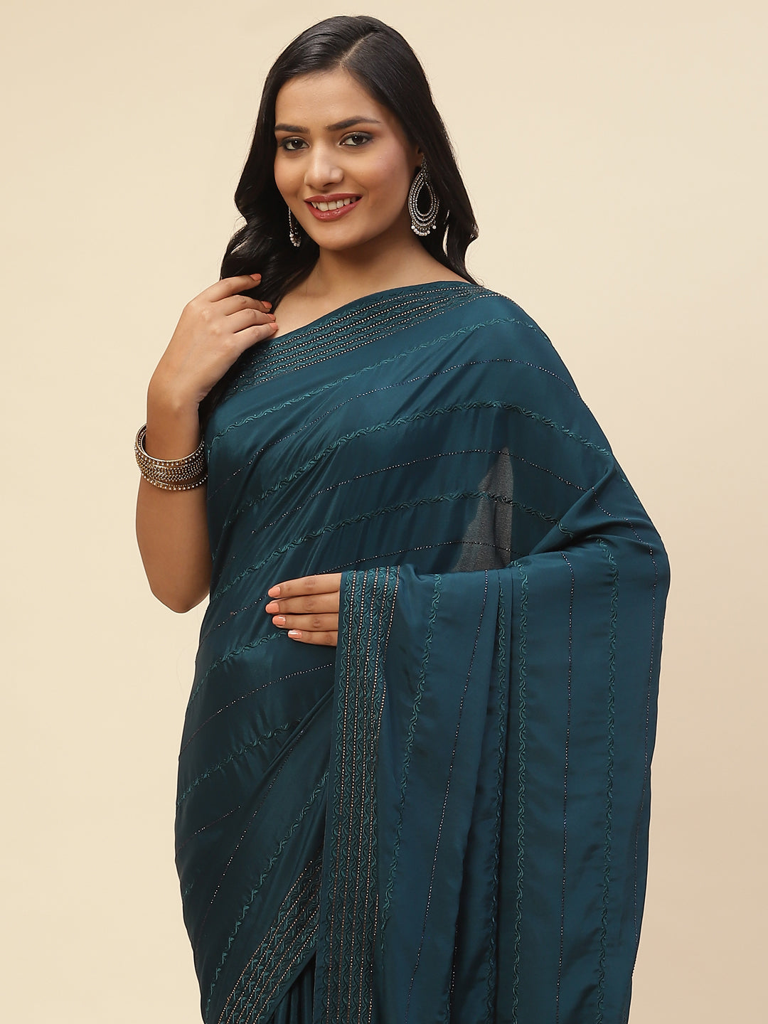 Swarovski Embroidered Crepe Saree