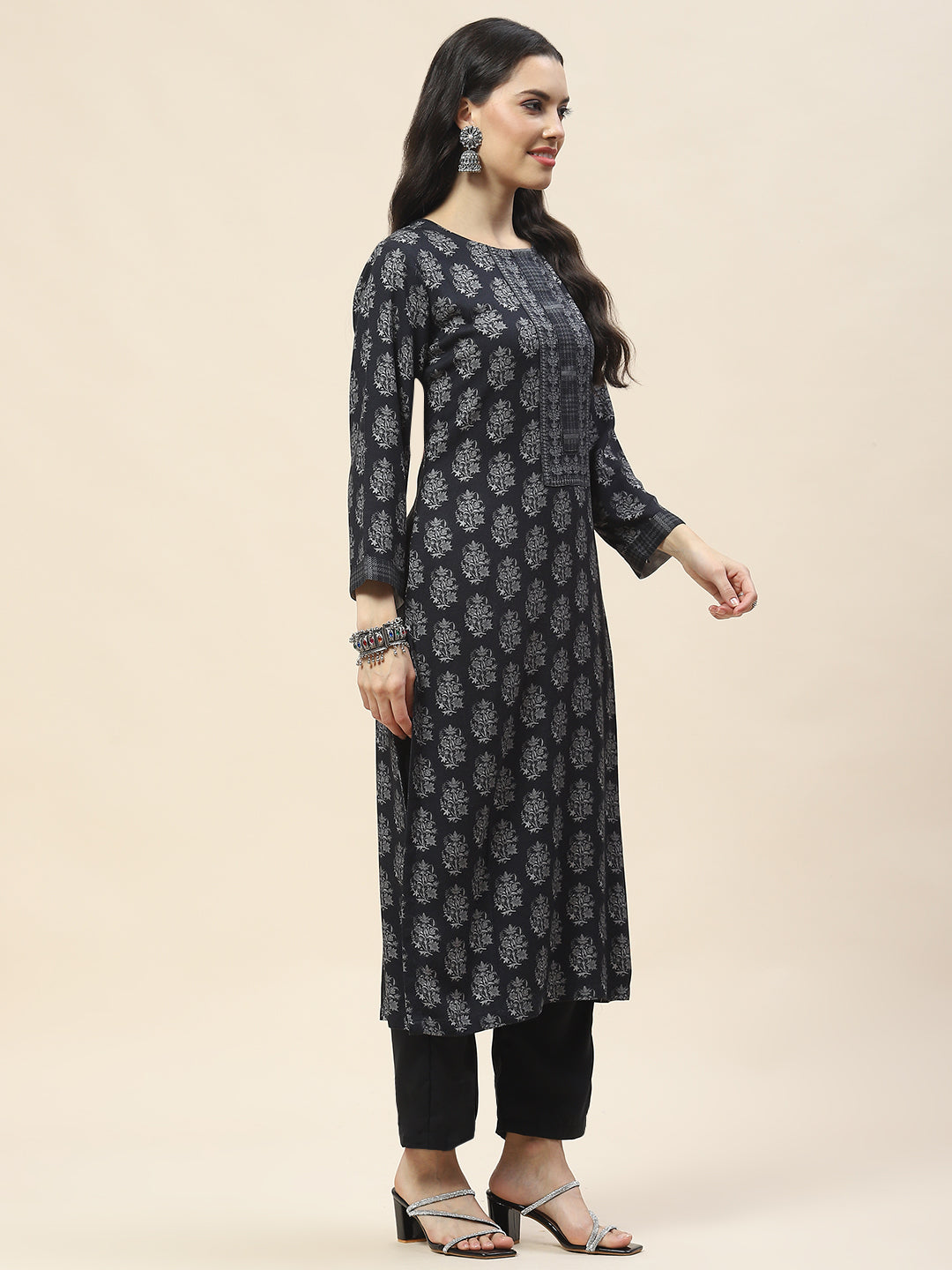 Printed Pashima Kurta With Pants