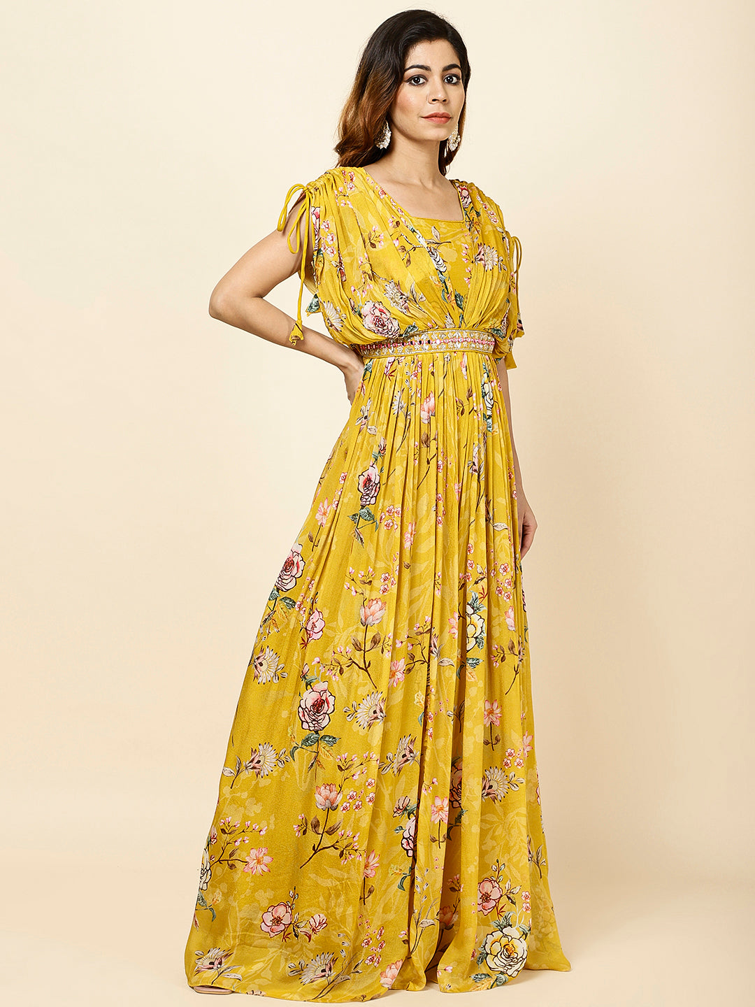 Floral Printed Crepe Anarkali Dress