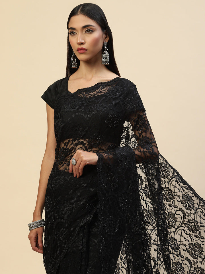 Stone Embroidered Lace Saree