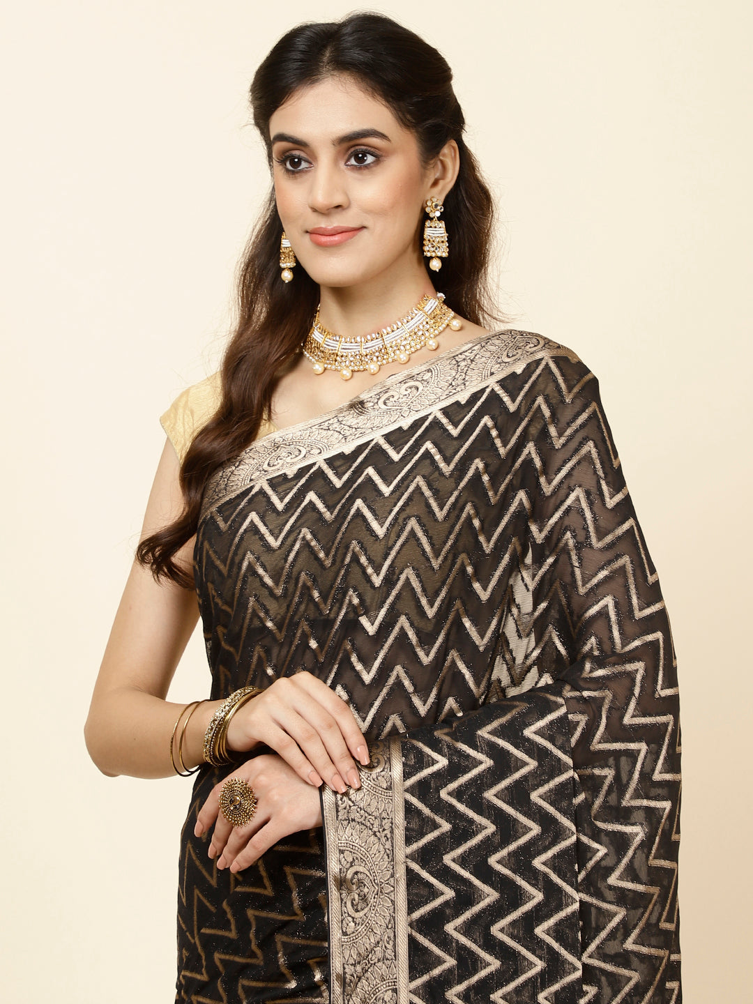 Zari Jaal Woven Chiffon Saree