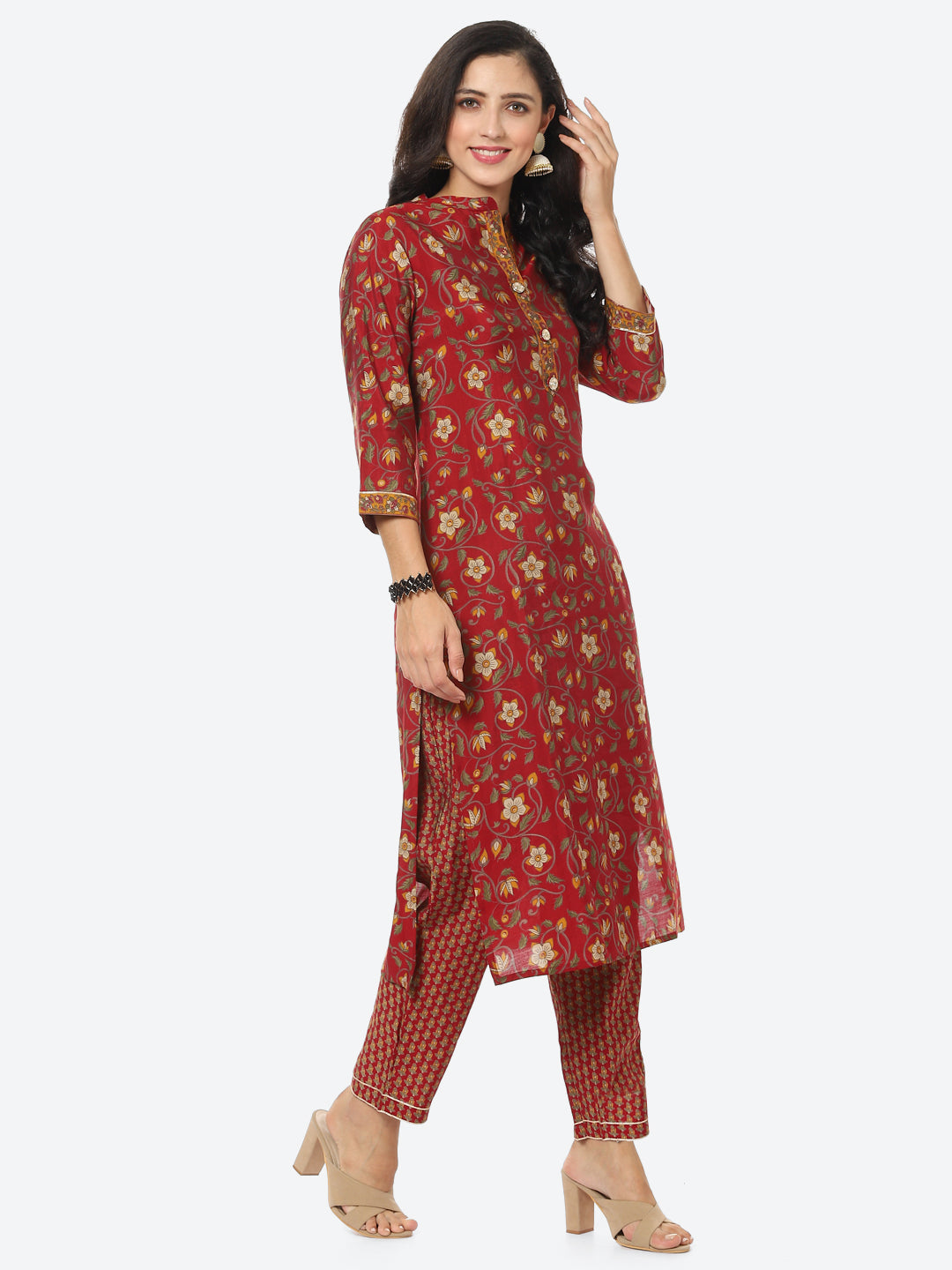 Floral Printed Muslin Kurti With Pant