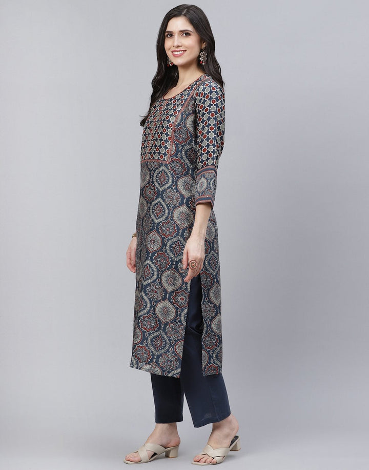 Printed Chanderi Kurti with Pant