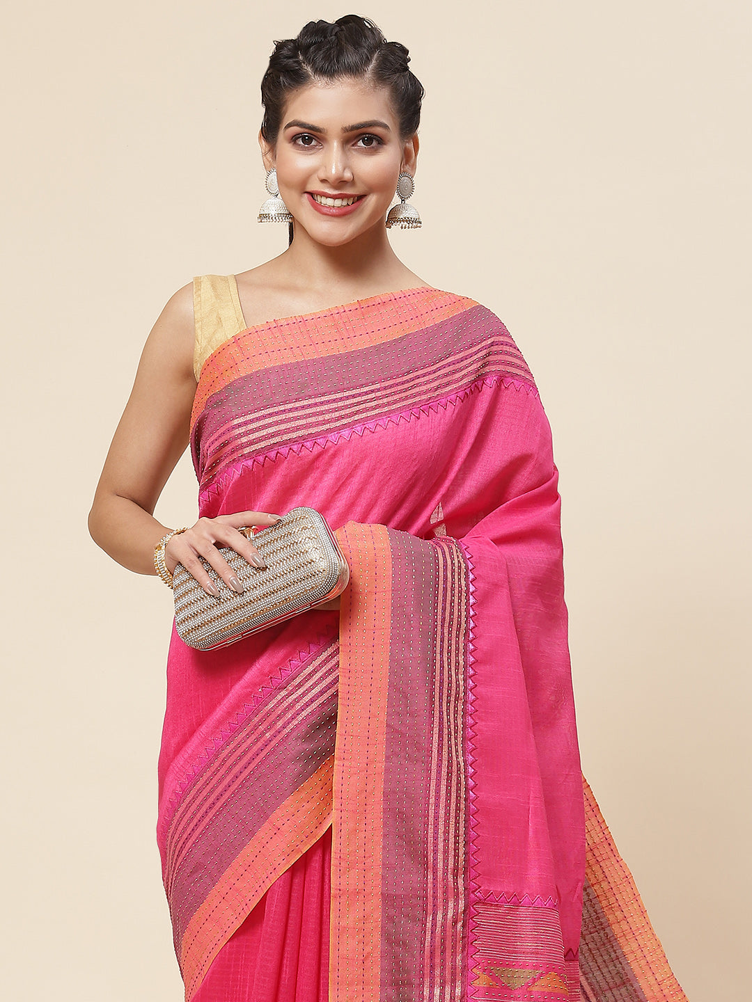 Kantha Work Tussar Saree