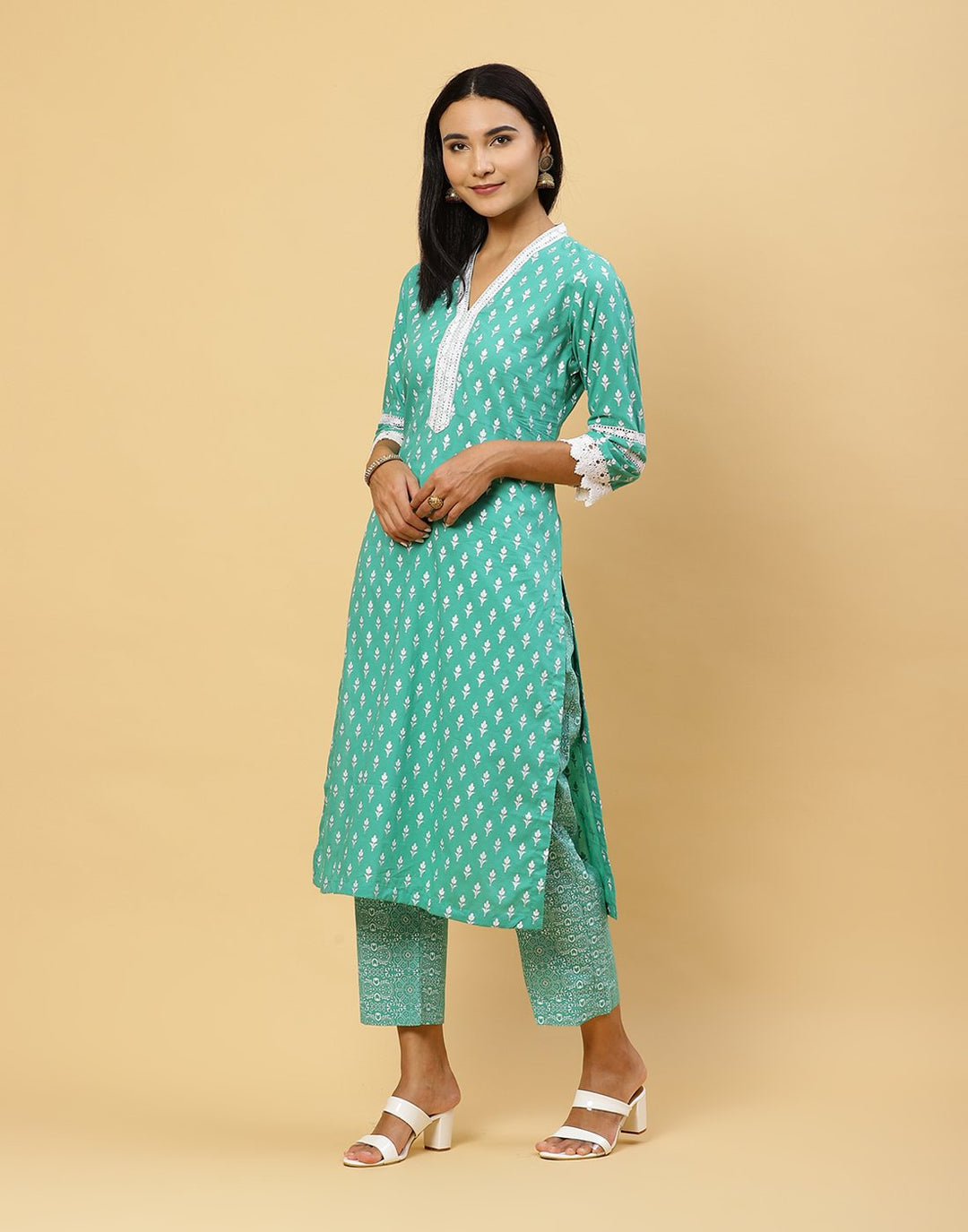 Printed Cotton Kurti With Pant