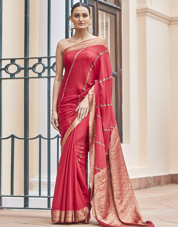 Zari Border Crepe Saree