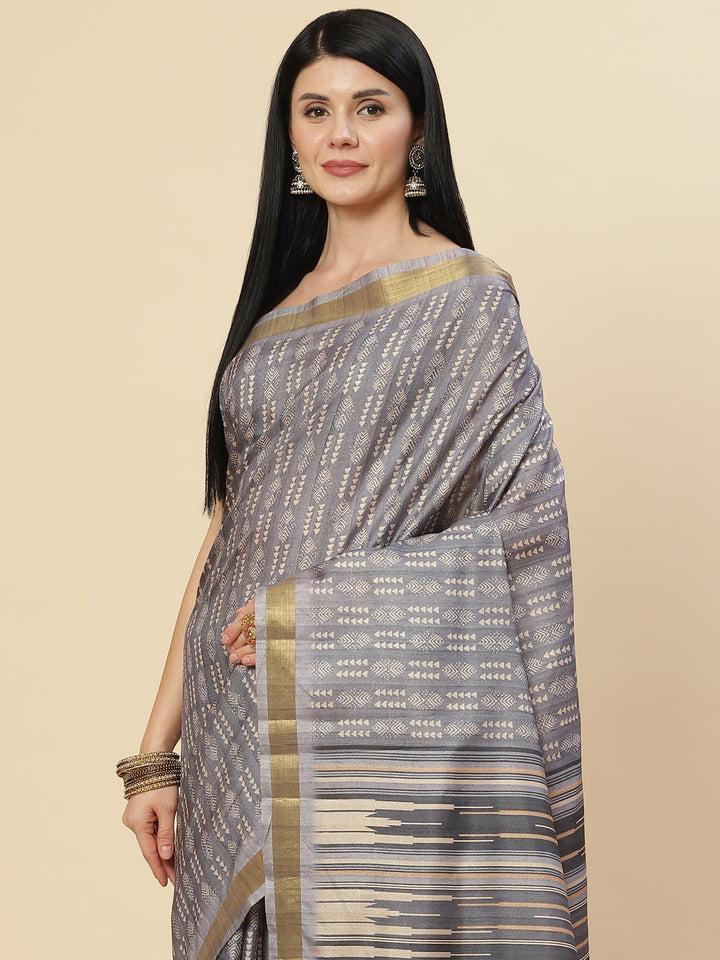 Printed Booti Tussar Saree