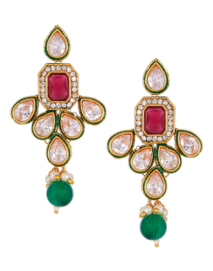 Kundan Work Necklace Set With Earring &amp; Mang Tika