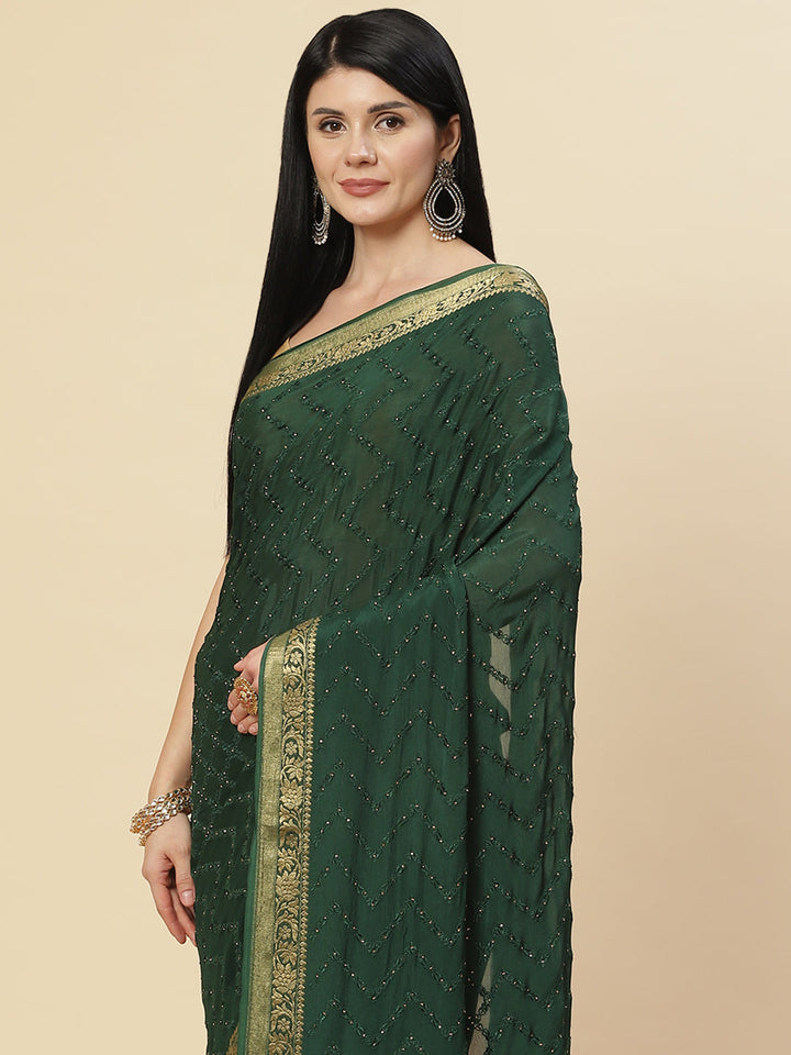 Embroidered Crepe Saree
