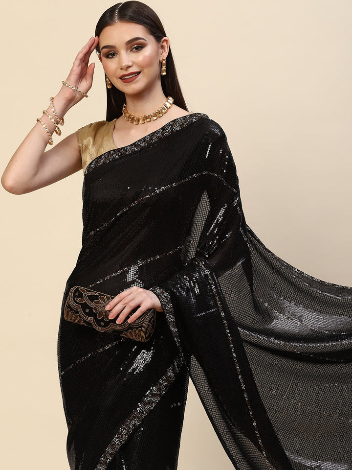 Sequin Embroidered Georgette Saree