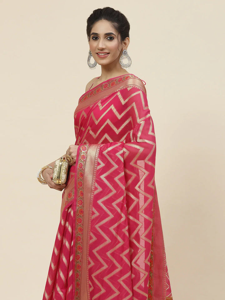 Zig Zag Cotton Woven Saree
