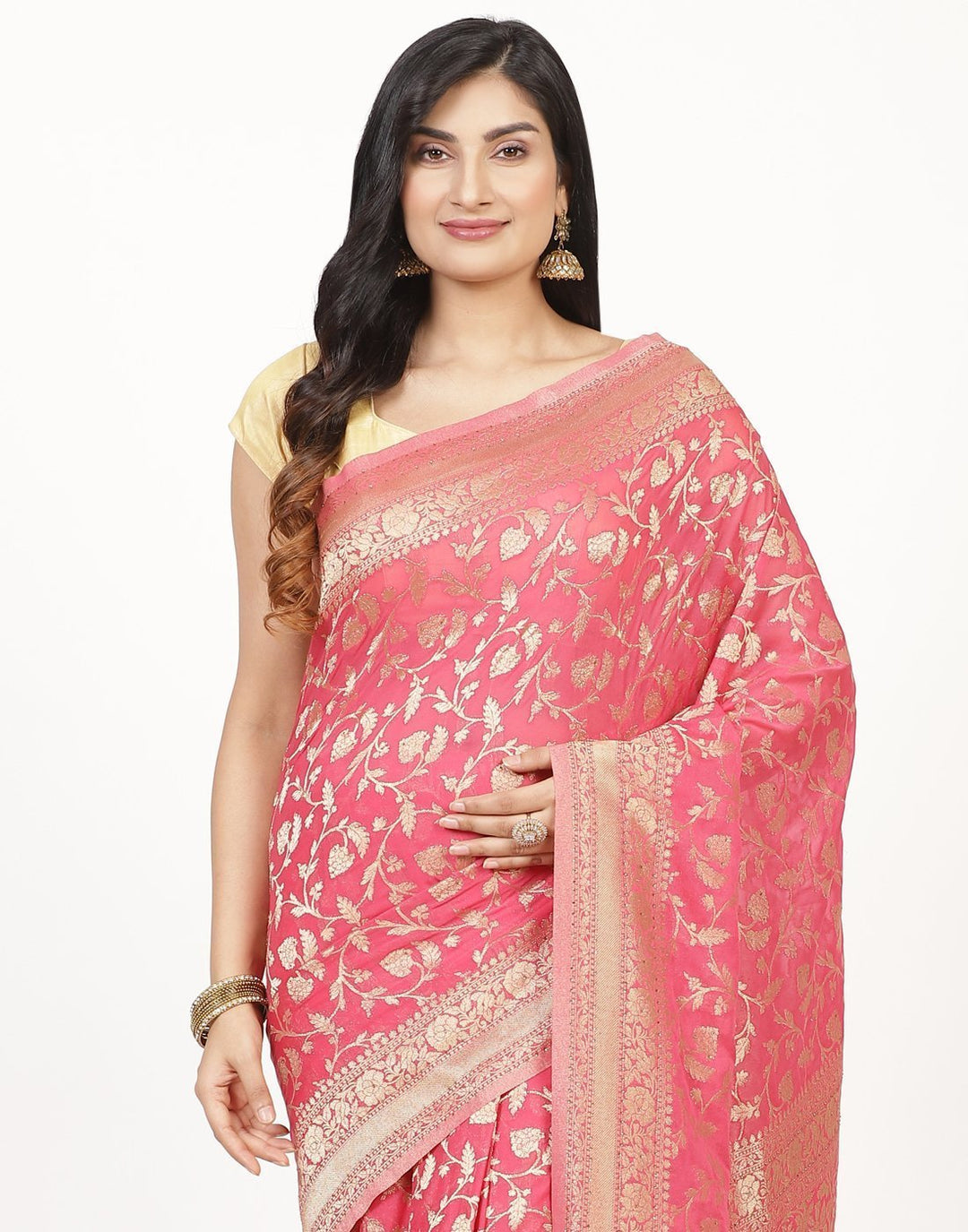 MBZ Meena Bazaar-Zari Jaal Art Georgette Saree