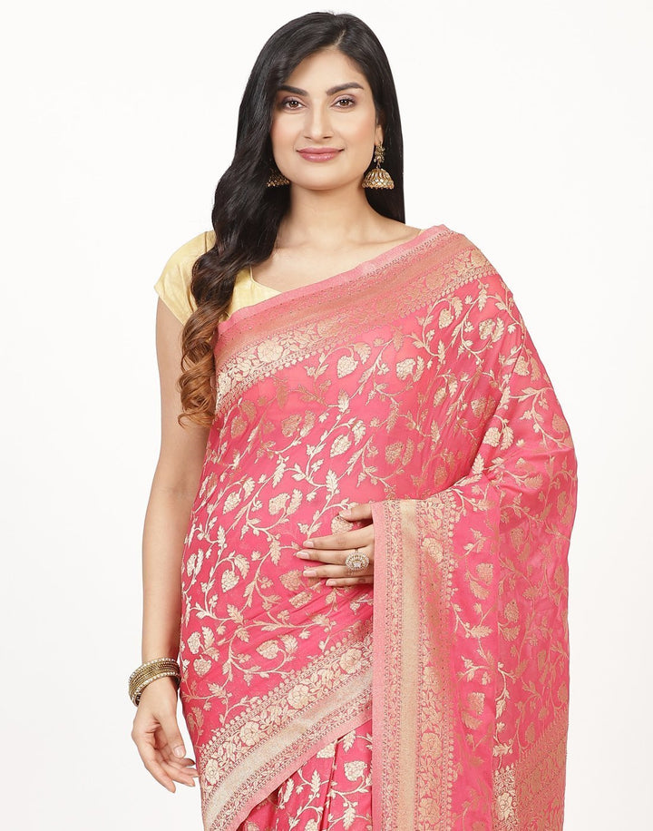 MBZ Meena Bazaar-Zari Jaal Art Georgette Saree