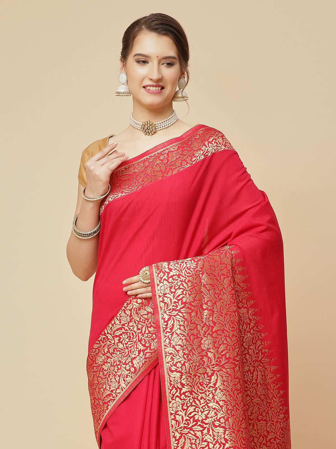 Brocade Zari Jaal Art Handloom Woven Saree