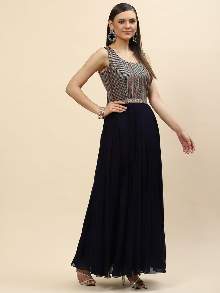 Sequin Georgette Gown Dress