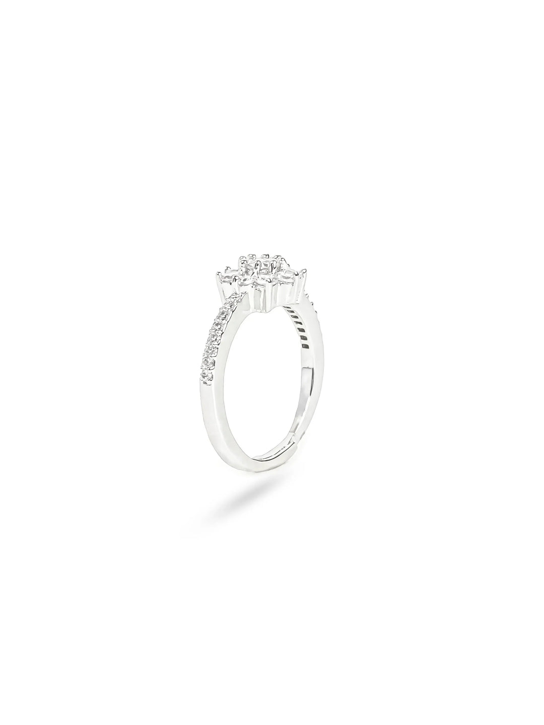 Silver &amp; White AD Stone Ring