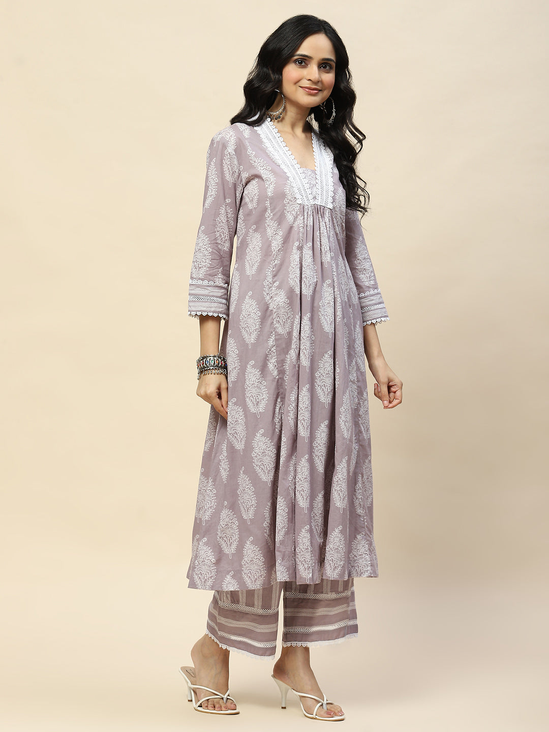 Printed Cotton Kurta With Pants
