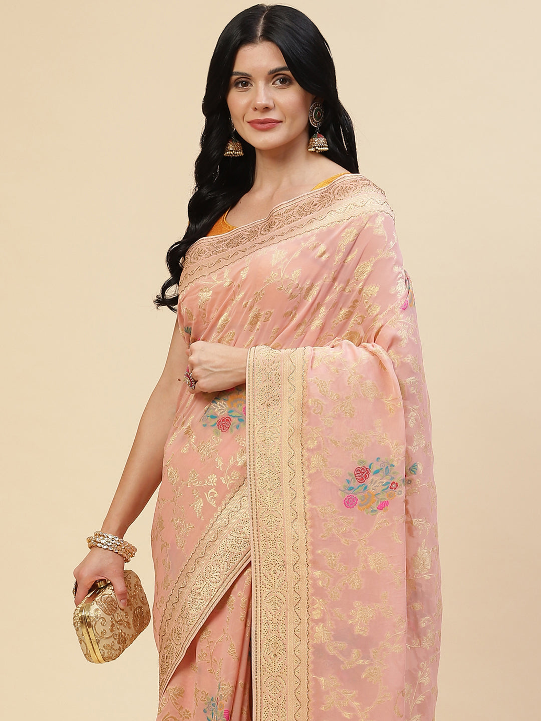 Floral Meenakari Georgette Saree