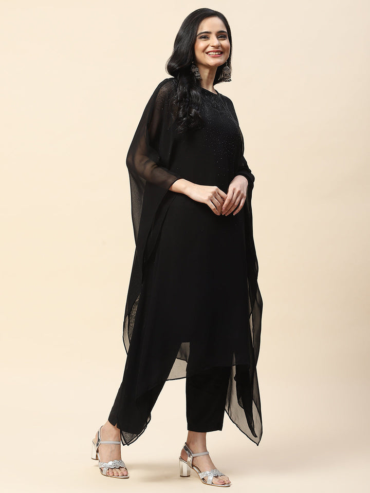 Stone Work Georgette Kaftan Kurta With Inner