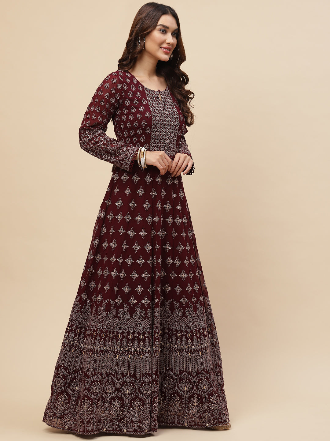 Resham Jaal Georgette Kurta With Churidar &amp; Dupatta