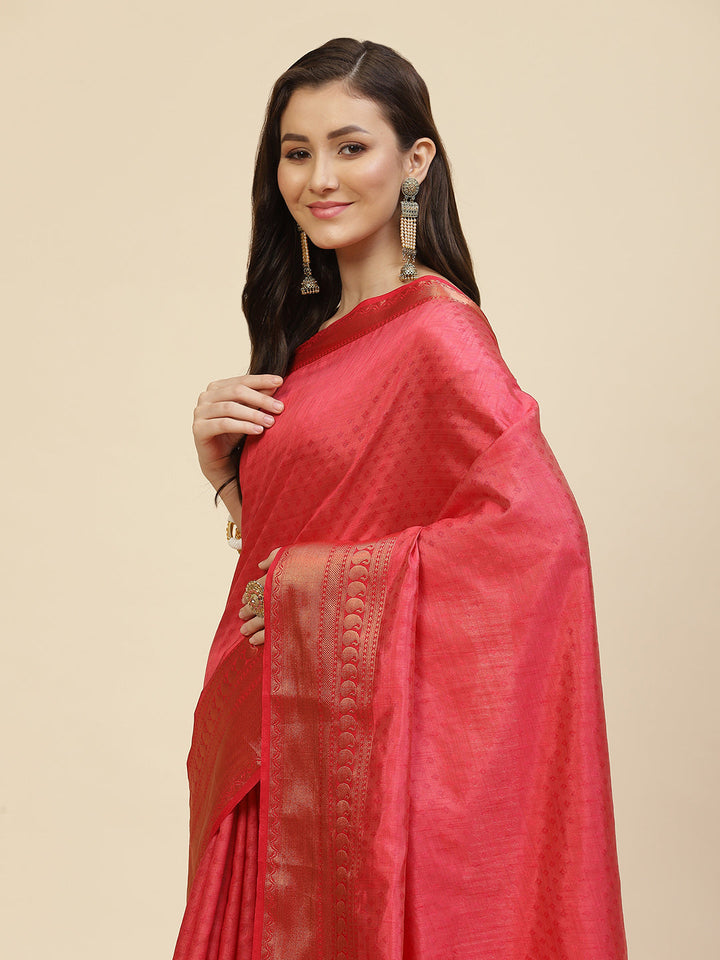 Zari Border Booti Tussar Woven Saree