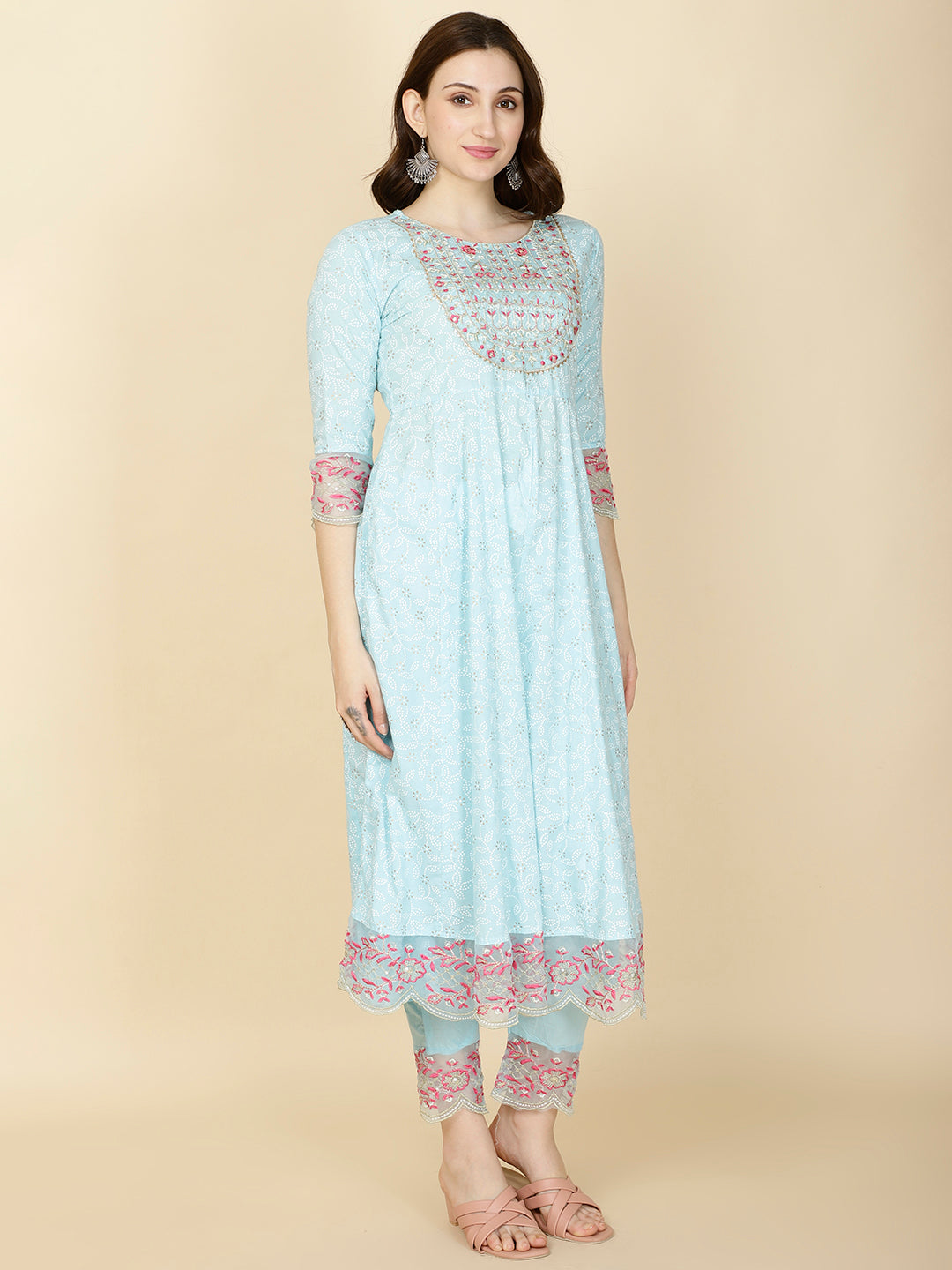 Booti Printed Cotton Kurta With Pants &amp; Dupatta