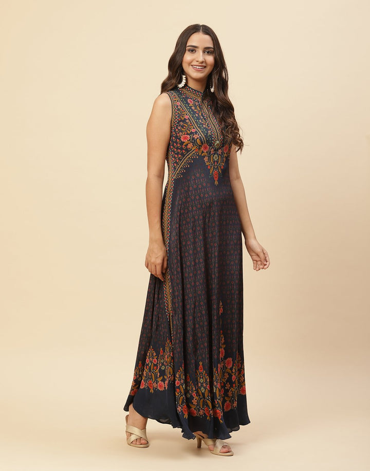 Floral Digital Printed Crepe Gown