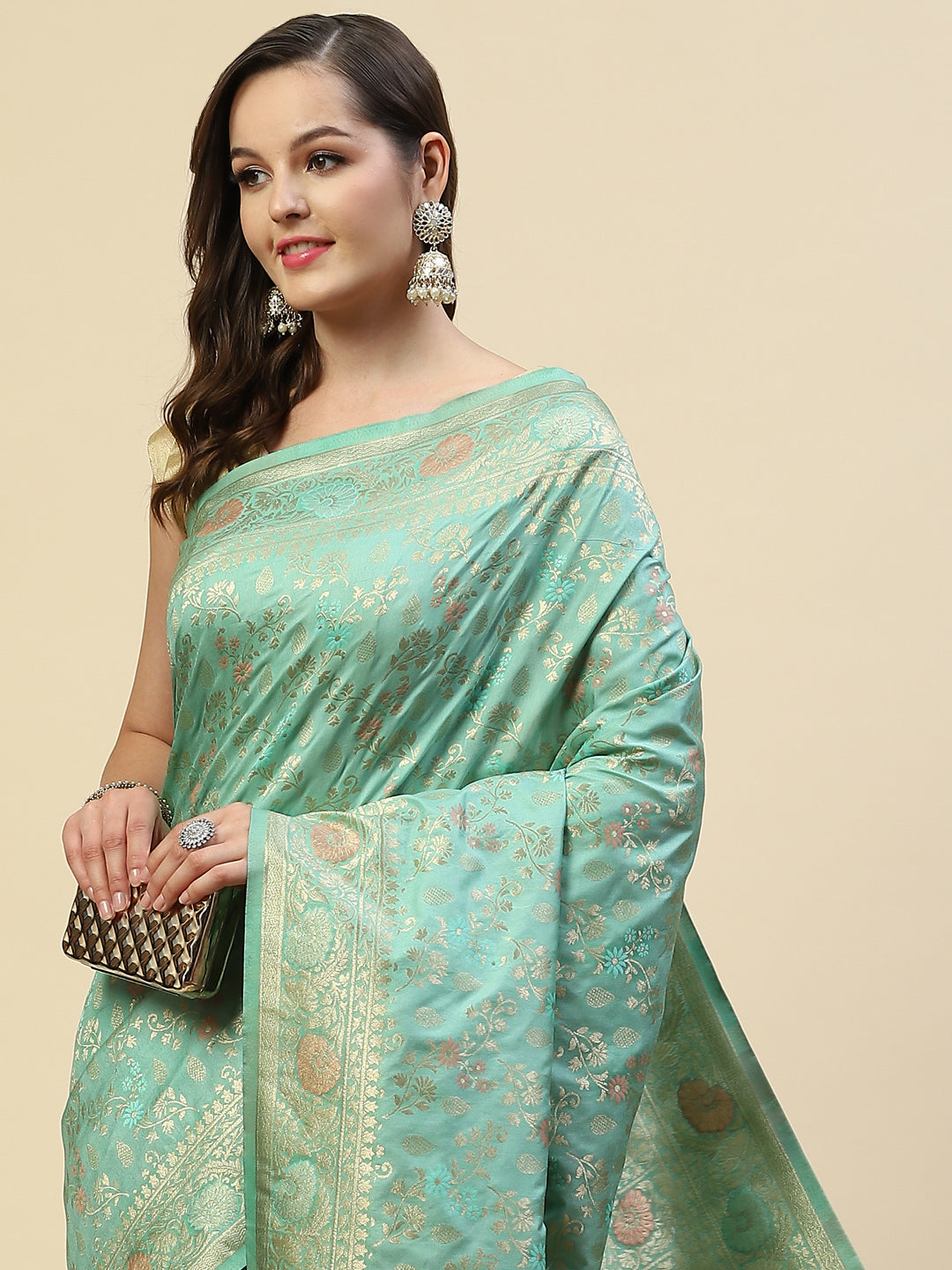 Zari Jaal Handloom Woven Saree