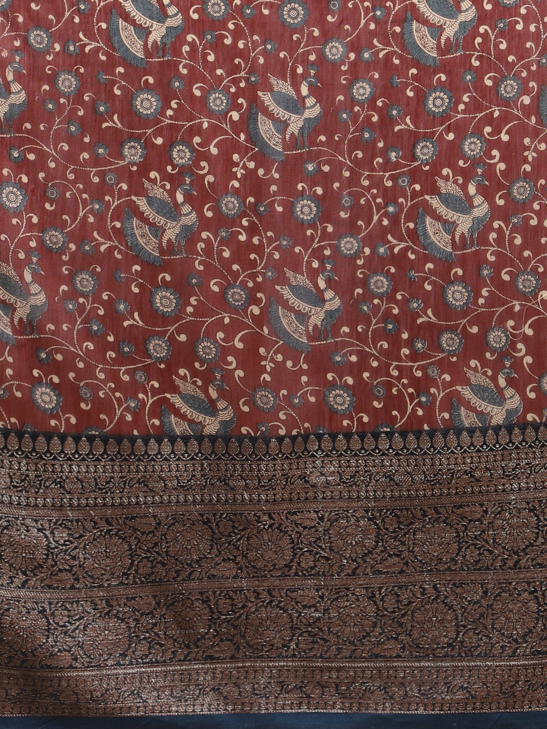 Floral Printed Banarasi Border Pallu Cotton Chanderi Saree