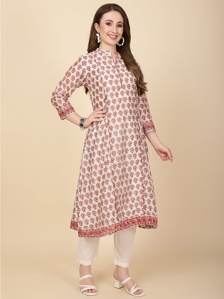 Floral Printed Cotton Kurta With Pants