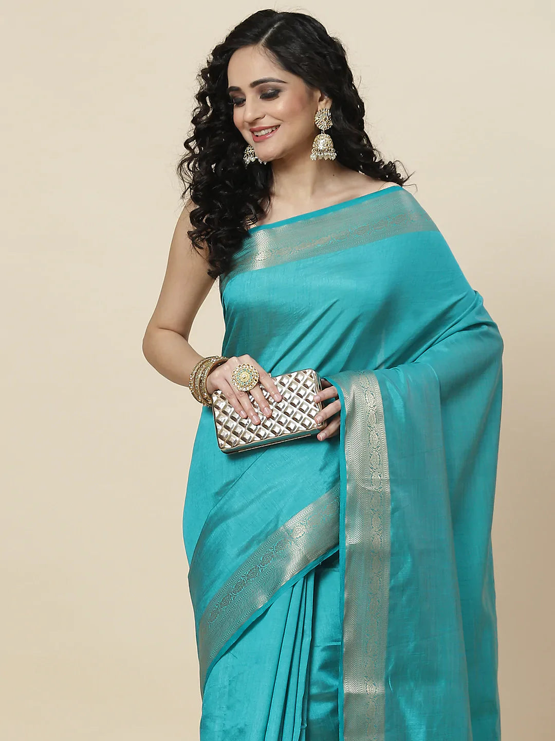 Plain Zari Border Handloom Woven Saree