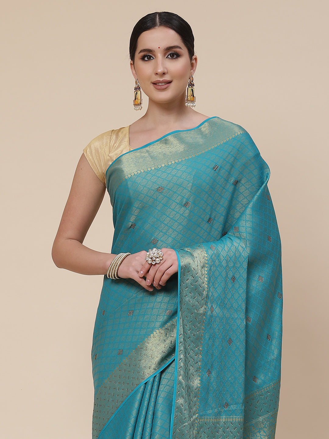 Stone Work Georgette Plain Saree