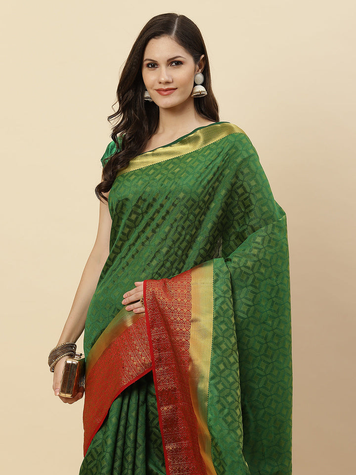 Plain Zari Border Handloom Woven Saree