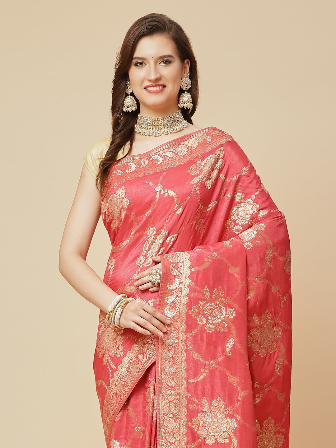 Zari Jaal Banarasi Woven Saree