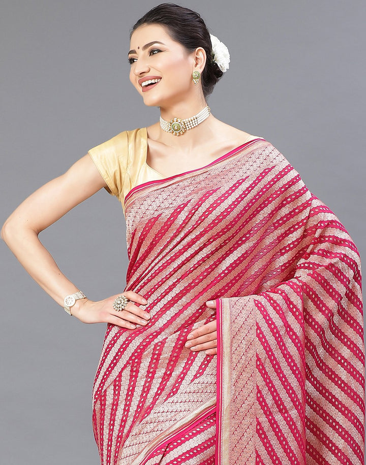 MBZ Meena Bazaar-Rani Georgette Banarasi Khaddi Saree