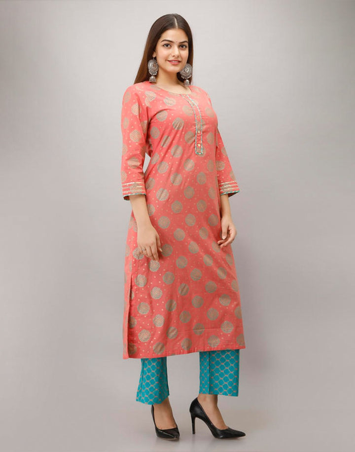 Printed Cotton Kurti With Pant