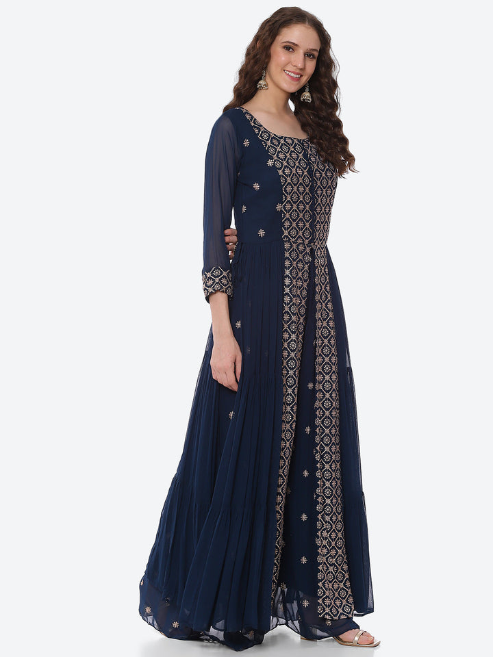 Sequin Georgette Kurta With Palazzo &amp; Dupatta