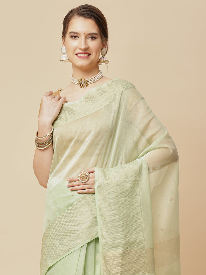 Zari Border Booti Cotton Woven Saree